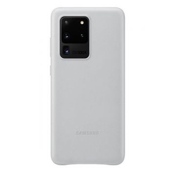 Husa Samsung Leather Cover pentru Samsung Galaxy S20 Ultra, Piele, EF-VG988LSEGEU, Gri deschis