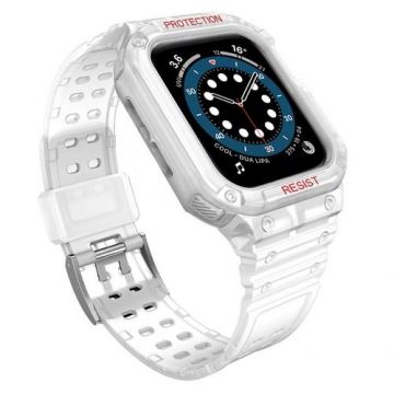 Husa si curea Armored Strap Band compatibila cu Apple Watch 4/5/6/7/8/SE 38/40/41mm (Alb)