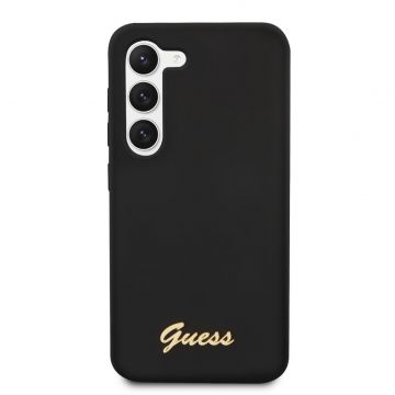 Husa telefon Guess pentru Samsung Galaxy S23+, Metal Logo, Silicon lichid, Negru