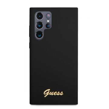 Husa telefon Guess pentru Samsung Galaxy S23 Ultra, Metal Logo, Silicon lichid, Negru