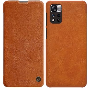Husa telefon Nillkin pentru Xiaomi Redmi Note 11 Pro+/Note 11 Pro/Mi 11i, Tip carte, Piele ecologica, Maro