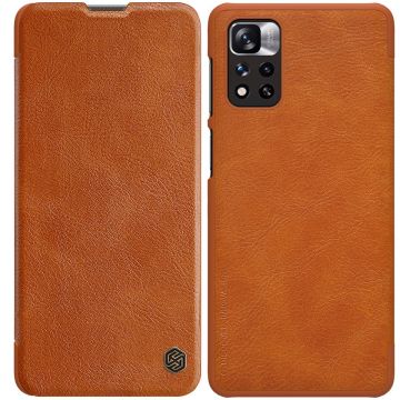 Husa de protectie telefon Nillkin pentru Xiaomi Redmi Note 11 Pro+/Note 11 Pro/Mi 11i, Tip carte, Piele ecologica, Maro