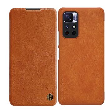 Husa de protectie telefon Nillkin pentru Xiaomi Redmi Note 11T 5G/Note 11S 5G/Note 11 5G/Poco M4 Pro 5G, Tip carte, Piele ecologica, Maro