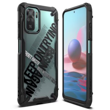 Husa telefon Ringke Fusion X pentru Xiaomi Redmi Note 10/Redmi Note 10S, Poliuretan, Negru