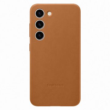 Husa de protectie telefon Samsung Galaxy S23, Piele ecologica, Camel