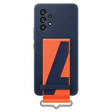 Husa de protectie telefon Samsung Silicone Cover cu Strap pentru Galaxy A53 5G, Navy