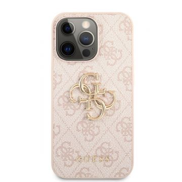 Resigilat - Husa telefon Guess pentru iPhone 12/12 Pro, 4G Metal Logo, Piele, Roz