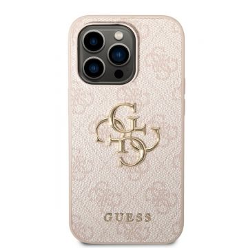 Resigilat - Husa telefon Guess pentru iPhone 14 Pro, 4G Big Metal Logo, Piele ecologica, Roz