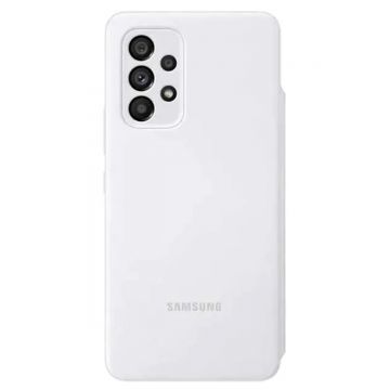 Resigilat - Husa telefon Samsung Flip S-View Wallet Cover, pentru Samsung Galaxy A53 5G, EF-EA536PWEGEE, Poliuretan, Alb