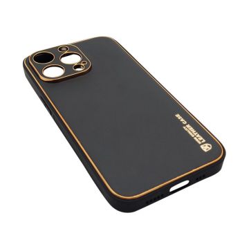 Husa compatibila cu iPhone 14, Piele ecologica, Full protection, Negru