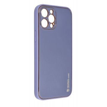 Husa compatibila cu iPhone 14 Plus, Piele ecologica, Full protection, Mov