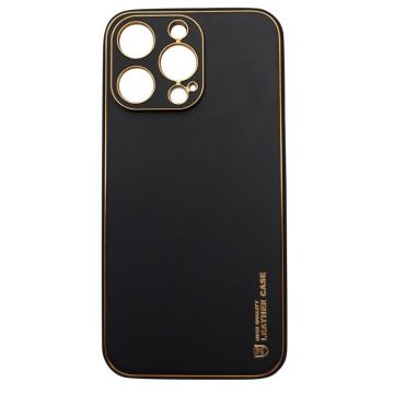 Husa compatibila cu iPhone 14 Pro, Piele ecologica, Full protection, Negru