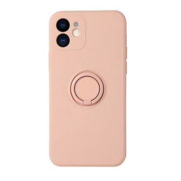 Husa compatibila cu Samsung Galaxy A53, silicon, inel rotativ pentru prindere magnetica, interior din catifea, Roz Pal