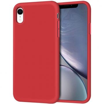 Husa de protectie compatibila cu iPhone XR, ultra slim silicon, interior din catifea, silk touch de culoare Rosu