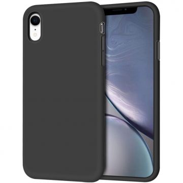 Husa de protectie Pentru iPhone XR, ultra slim silicon, interior din catifea,silk touch de culoare Negru