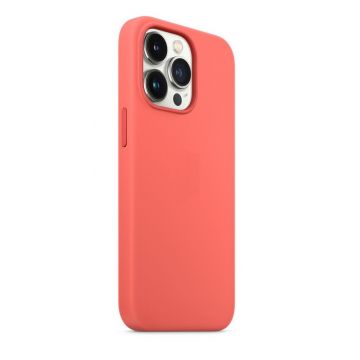 Husa din silicon compatibila cu iPhone 12 Pro Max, silk touch, interior din catifea, camera bump, Rosu deschis