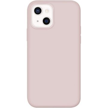 Husa din silicon compatibila cu iPhone 12 Pro Max, silk touch, interior din catifea, camera bump, Roz deschis