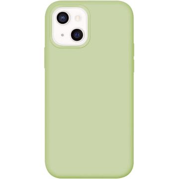Husa din silicon compatibila cu iPhone 13 Pro, silk touch, interior din catifea, camera bump, Verde deschis