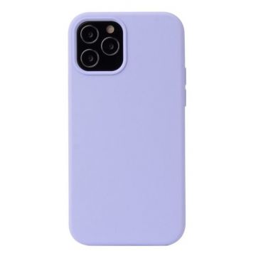 Husa din silicon compatibila cu iPhone 13, silk touch, interior din catifea, camera bump, Mov