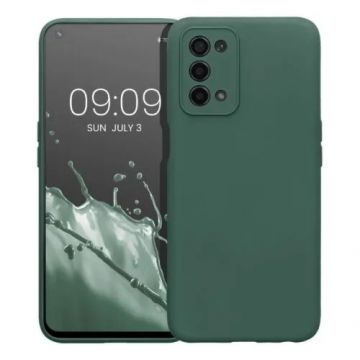 Husa din silicon compatibila cu Oppo A74 5G / A54 5G, silk touch, interior din catifea, Verde inchis