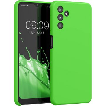 Husa din silicon compatibila cu Samsung Galaxy A13 5G, silk touch, interior din catifea, Verde Neon