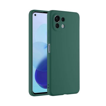 Husa din silicon compatibila cu Xiaomi Mi 11T Lite, silk touch, interior din catifea, Verde inchis