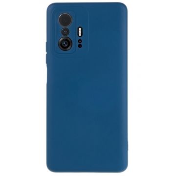 Husa din silicon compatibila cu Xiaomi Mi 11T Pro, silk touch, interior din catifea, Albastru inchis