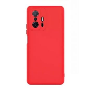 Husa din silicon compatibila cu Xiaomi Mi 11T Pro, silk touch, interior din catifea, Rosu