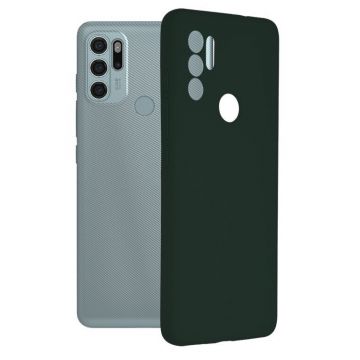 Husa din silicon X-Level compatibila cu Motorola Moto G50 5G, silk touch, interior din catifea, Verde inchis