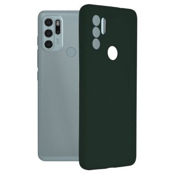 Husa din silicon X-Level compatibila cu Motorola Moto G50 5G, silk touch, interior din catifea, Verde inchis