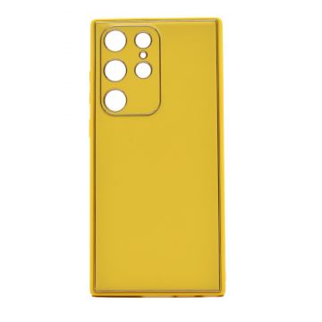 Husa eleganta din piele ecologica pentru Samsung Galaxy S22 Ultra cu accente aurii, Galben