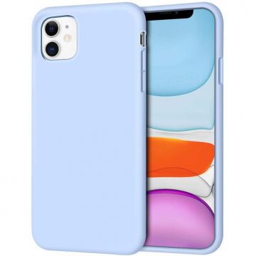 Husa iPhone 11, ultra slim din silicon, silk touch interior din catifea, Albastru deschis