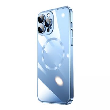 Husa Luxury MagSafe compatibila cu iPhone 13, Full protection, Margini colorate, Sierra Blue