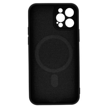 Husa MagSafe pentru iPhone 12 Mini, ultra slim, din silicon Negru, interior din microfibra, silk touch
