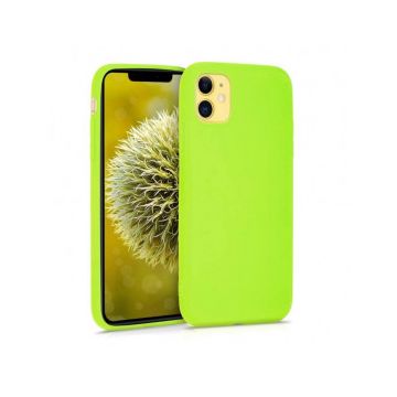 Husa pentru iPhone 11, ultra slim, silk touch Verde Neon, interior din catifea, protectie camera, protectie ecran