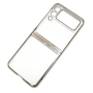 Husa pentru Samsung Galaxy Z Flip 4 din policarbonat cu margini colorate si protectie pentru camere, Argintiu