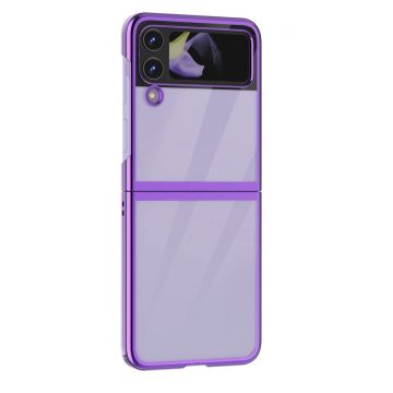 Husa pentru Samsung Galaxy Z Flip 4 din policarbonat cu margini colorate si protectie pentru camere, Mov