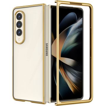 Husa pentru Samsung Galaxy Z Fold 3 din policarbonat cu margini colorate si protectie pentru camere, Auriu