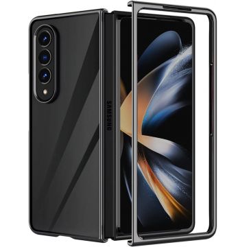 Husa pentru Samsung Galaxy Z Fold 4 din policarbonat cu margini colorate si protectie pentru camere, Negru