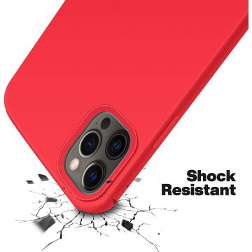 Husa protectie pentru iPhone 12/12 Pro, ultra slim din silicon Rosu,silk touch, interior din catifea