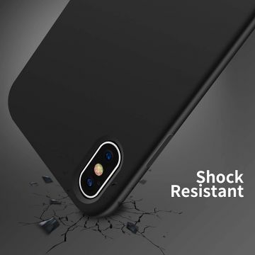 Husa protectie pentru iPhone Xs, ultra slim din silicon Negru,silk touch, interior din catifea