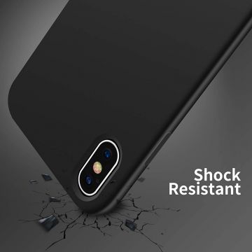 Husa protectie pentru iPhone Xs, ultra slim din silicon Negru,silk touch, interior din catifea Husa protectie pentru iPhone Xs, ultra slim din silicon Negru,silk touch, interior din catifea