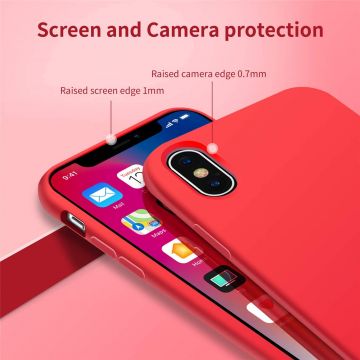 Husa protectie pentru iPhone Xs, ultra slim din silicon Rosu,silk touch, interior din catifea