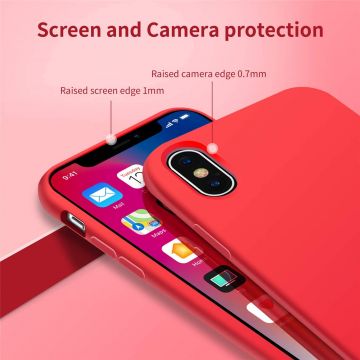 Husa protectie pentru iPhone Xs, ultra slim din silicon Rosu,silk touch, interior din catifea