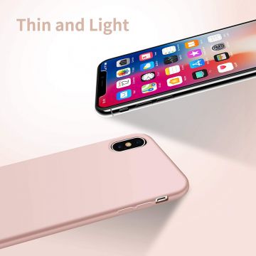 Husa protectie pentru iPhone Xs, ultra slim din silicon Roz,silk touch, interior din catifea