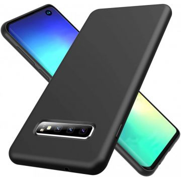 Husa Samsung Galaxy S10 Plus, ultra slim, silicon Negru, cu interior de catifea, silk touch