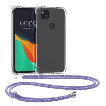 Bumper kwmobile pentru Google Pixel 4a, Silicon, Mov/Transparent, 52757.108