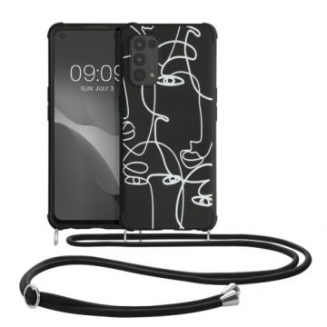 Bumper kwmobile pentru OPPO Find X3 Lite, Silicon, Negru/Alb, 59945.01