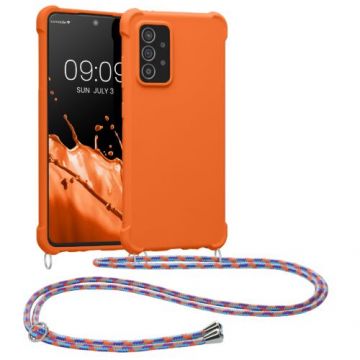 Bumper kwmobile pentru Samsung Galaxy A52/Galaxy A52 5G/Galaxy A52s 5G, Silicon, Portocaliu, 58558.203
