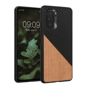 Bumper kwmobile pentru Xiaomi Mi 11i/Poco F3, Lemn, Maro/Negru, 56628.03
